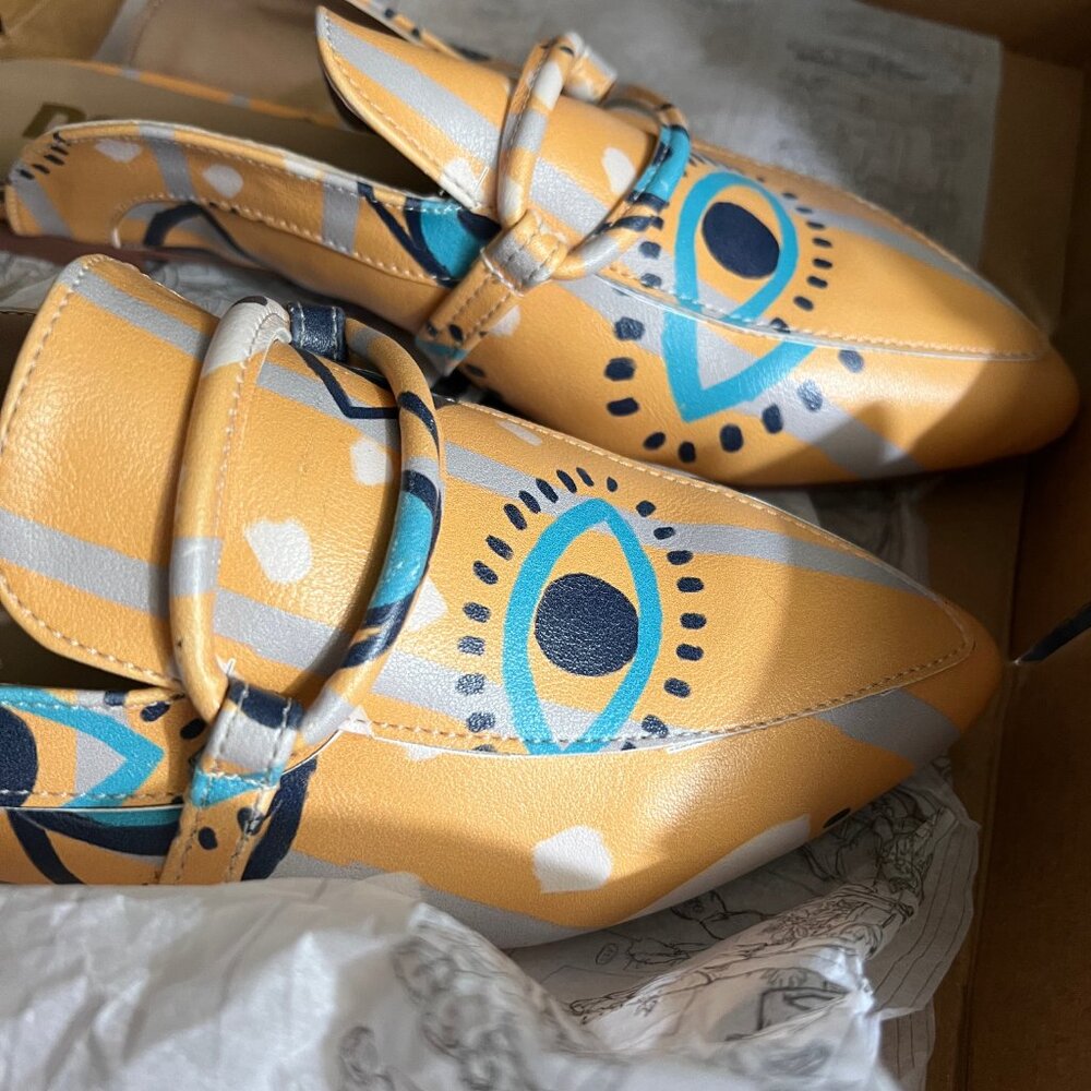 Evil Eye Pointy Toe Mules sz 41, DOGO Handmade Vegan Leather Mules NEW IN BOX